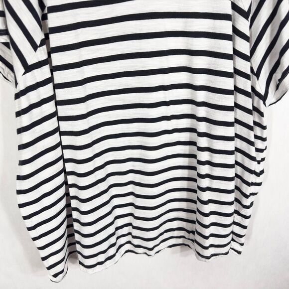 Ellos Plus Size 30W 32W Top 3X Rounded V Neck Tee Black White Striped 717‎ - Picture 9 of 15